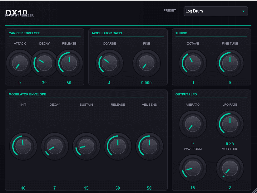 Free JEBDX10 main synth controls interface