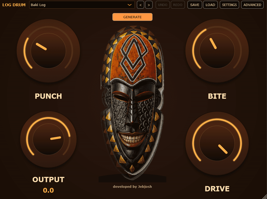 Amapiano Log Drum Generator VST interface