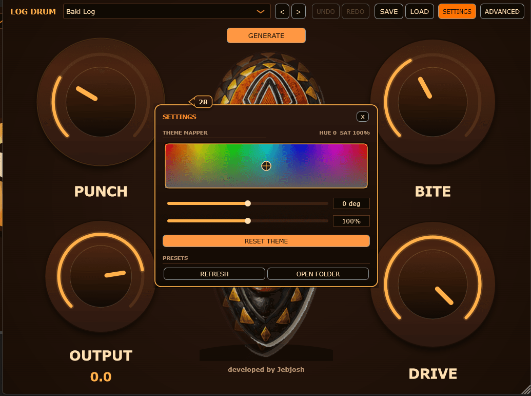 Amapiano Log Drum Generator theme view