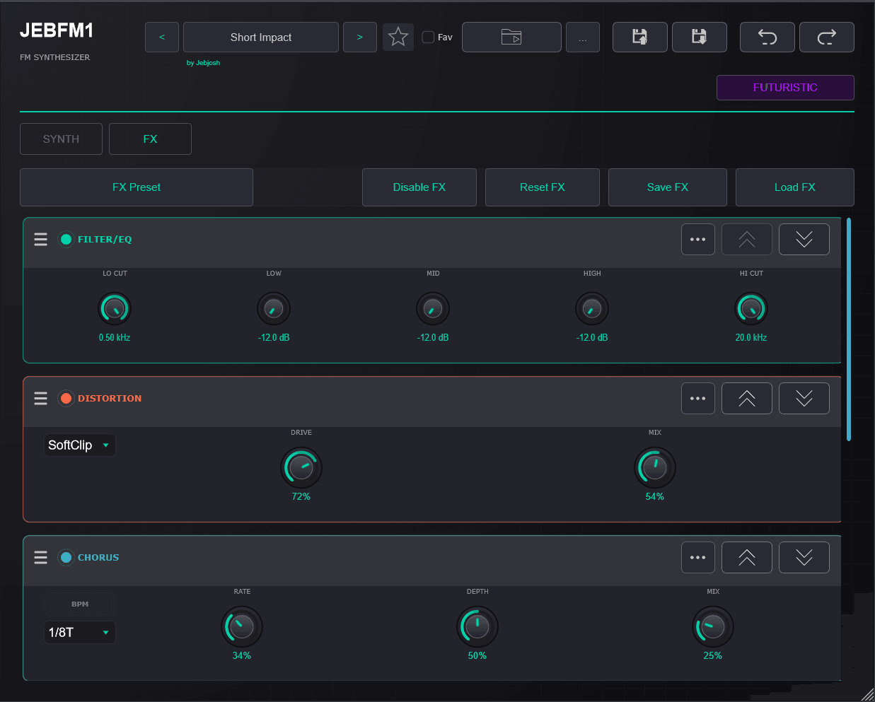 JEBFM1 effects page for Afro House sound design